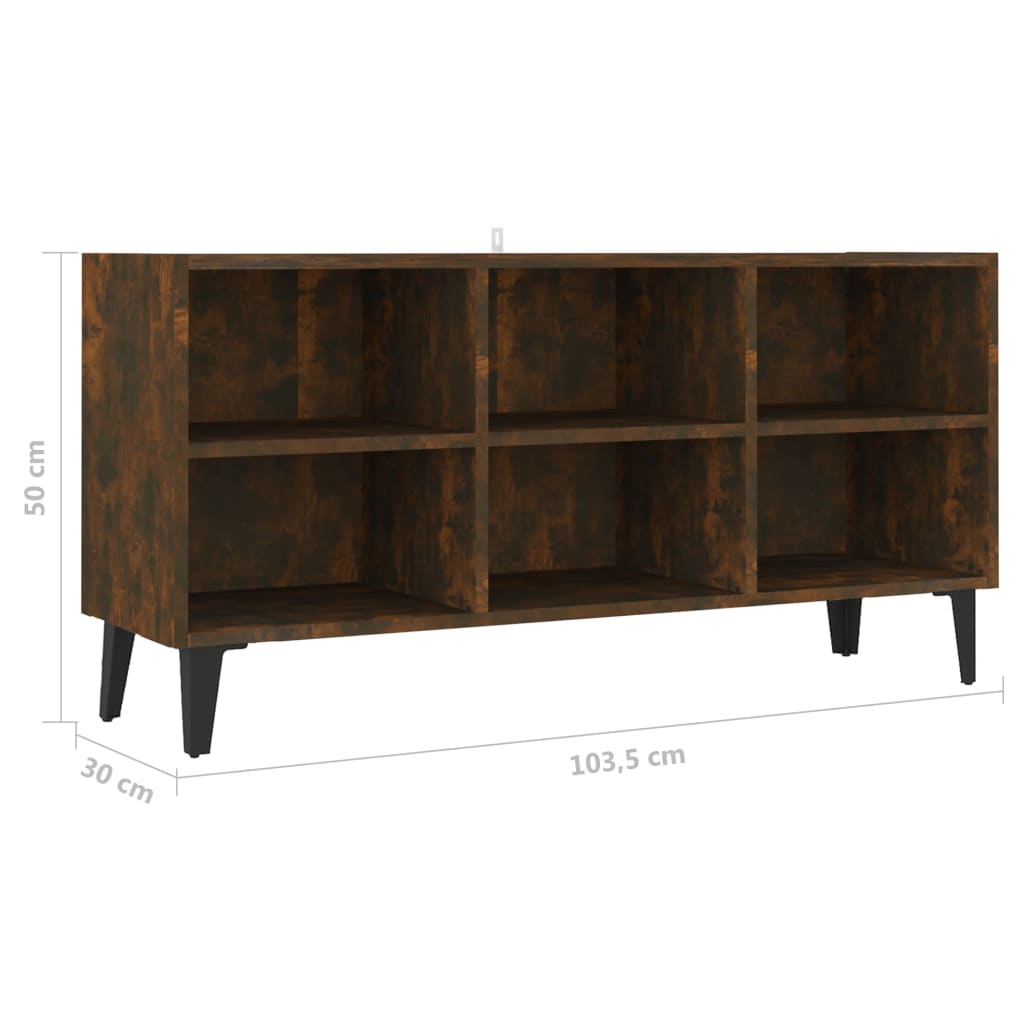Meuble TV avec pieds en métal Chêne fumé 103,5x30x50 cm - XIOS