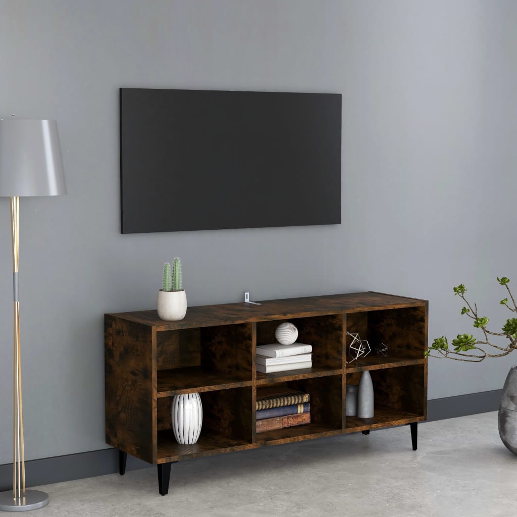 Meuble TV avec pieds en métal Chêne fumé 103,5x30x50 cm - XIOS