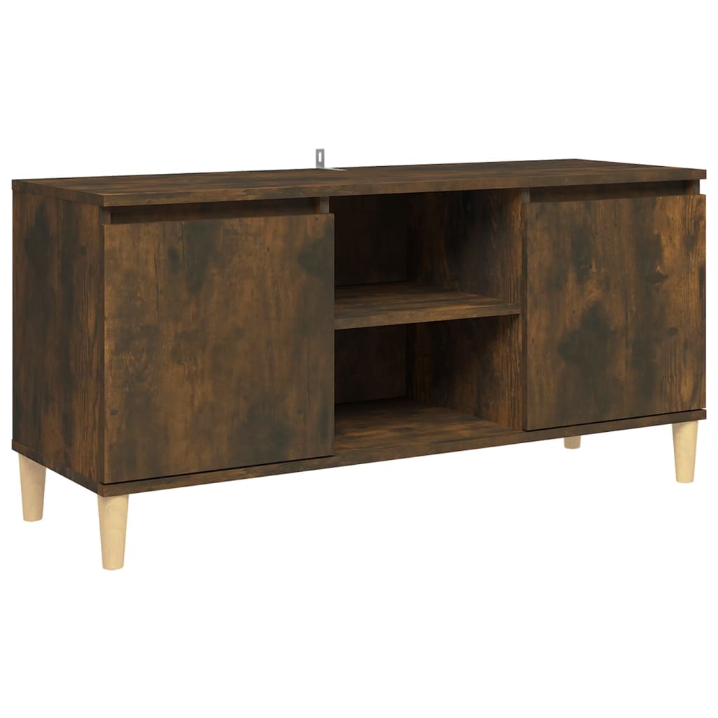 Meuble TV avec pieds en bois solide Chêne fumé 103,5x35x50 cm Meubles TV vidaXL   
