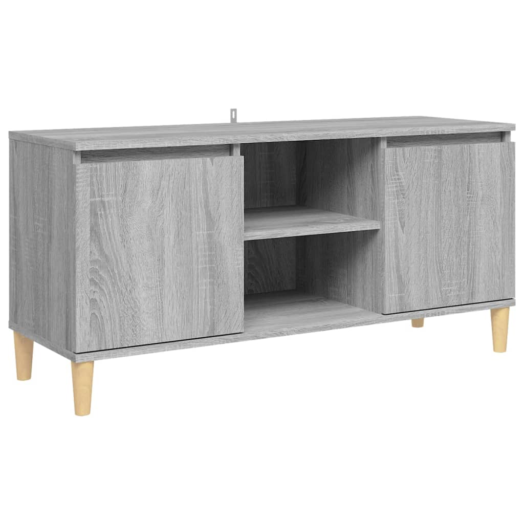 Meuble TV avec pieds en bois solide Sonoma gris 103,5x35x50 cm Meubles TV vidaXL   