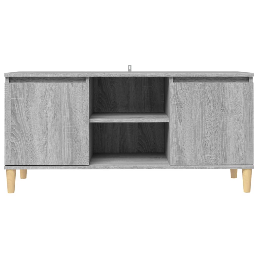 Meuble TV avec pieds en bois solide Sonoma gris 103,5x35x50 cm Meubles TV vidaXL   