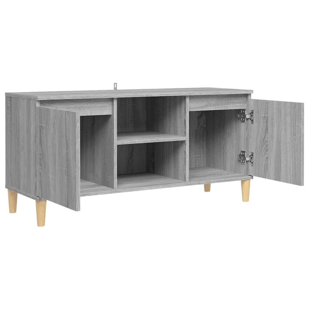 Meuble TV avec pieds en bois solide Sonoma gris 103,5x35x50 cm Meubles TV vidaXL   