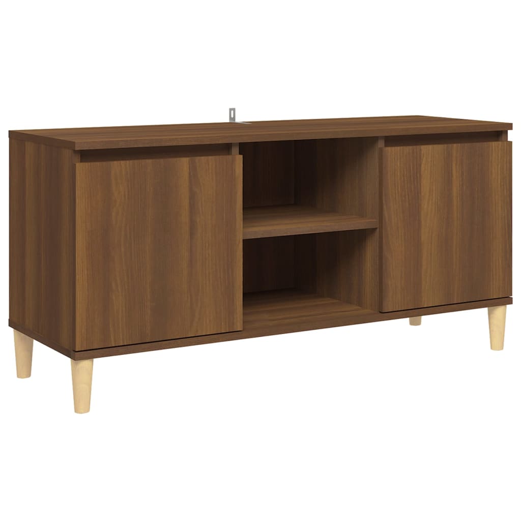 Meuble TV avec pieds en bois massif Chêne marron 103,5x35x50 cm Meubles TV vidaXL   