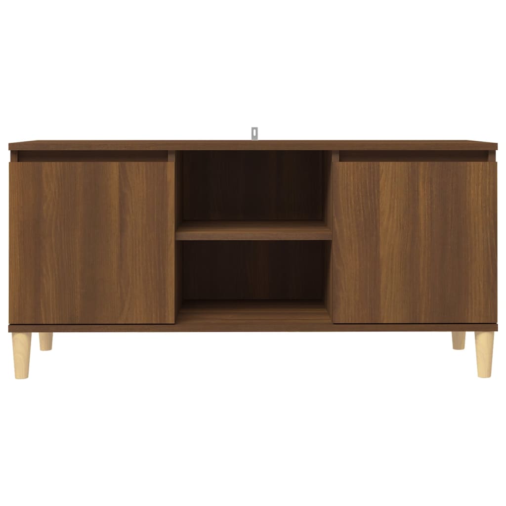 Meuble TV avec pieds en bois massif Chêne marron 103,5x35x50 cm Meubles TV vidaXL   