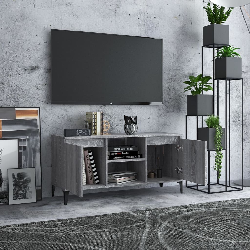 Meuble TV avec pieds en métal Sonoma gris 103,5x35x50 cm - XIOS