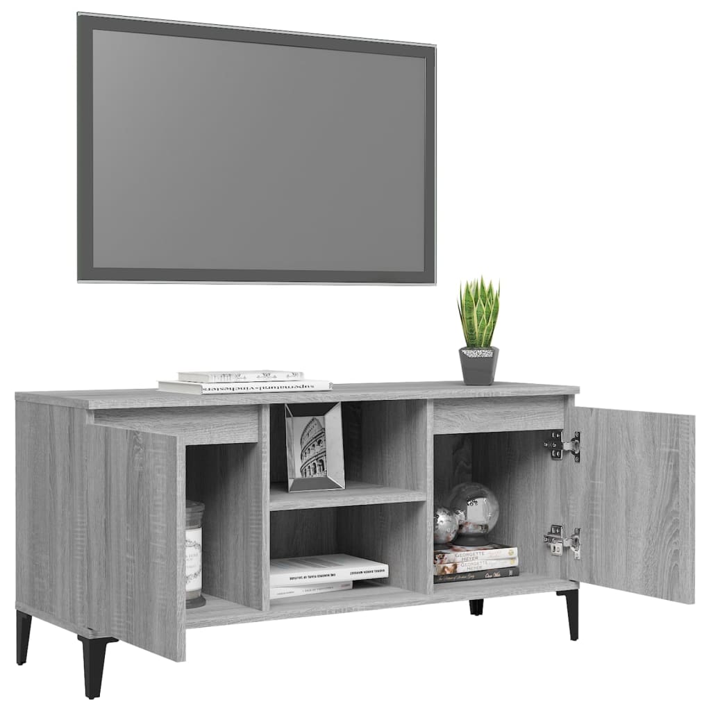 Meuble TV avec pieds en métal Sonoma gris 103,5x35x50 cm - XIOS