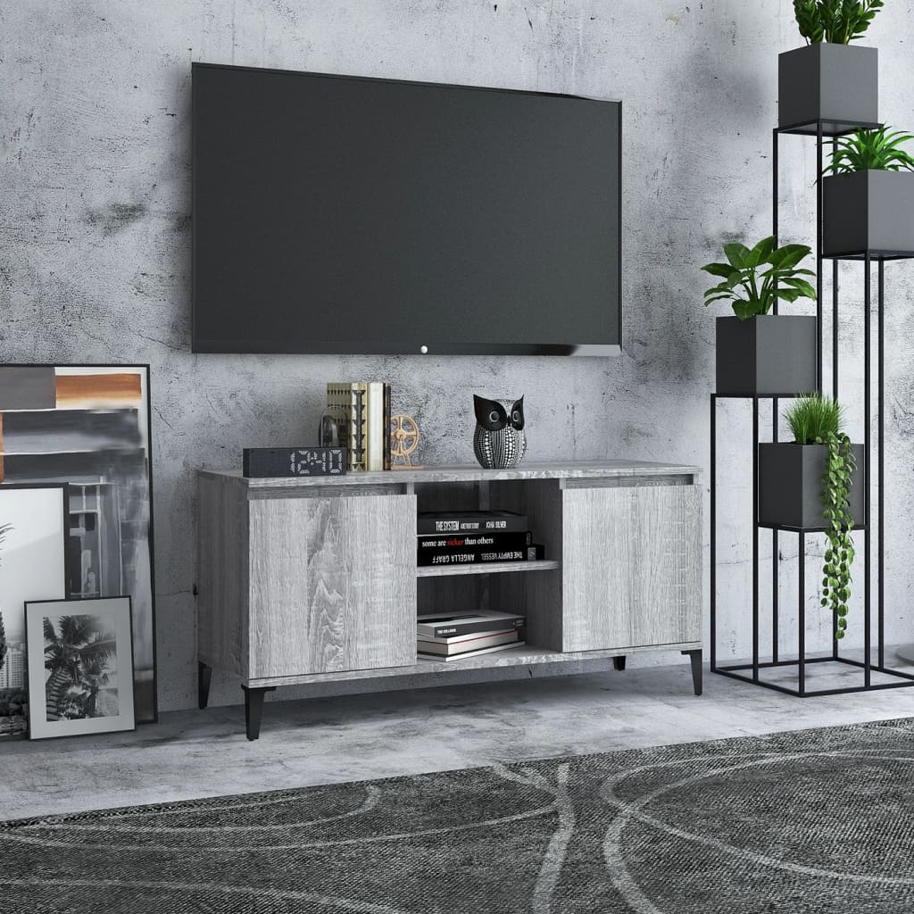 Meuble TV avec pieds en métal Sonoma gris 103,5x35x50 cm - XIOS