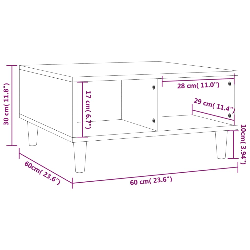 Table basse sonoma gris 60x60x30 cm bois d'ingénierie - XIOS