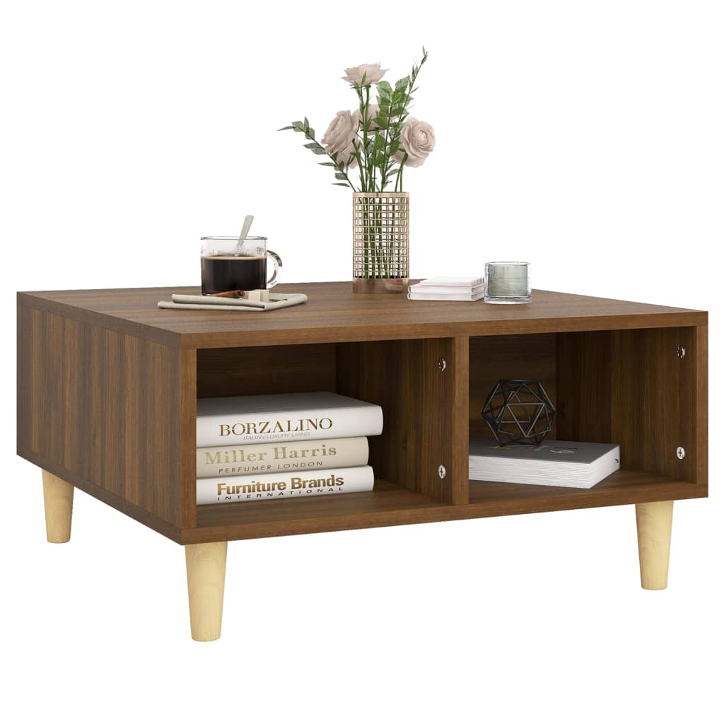 Table basse chêne marron 60x60x30 cm bois d'ingénierie - XIOS
