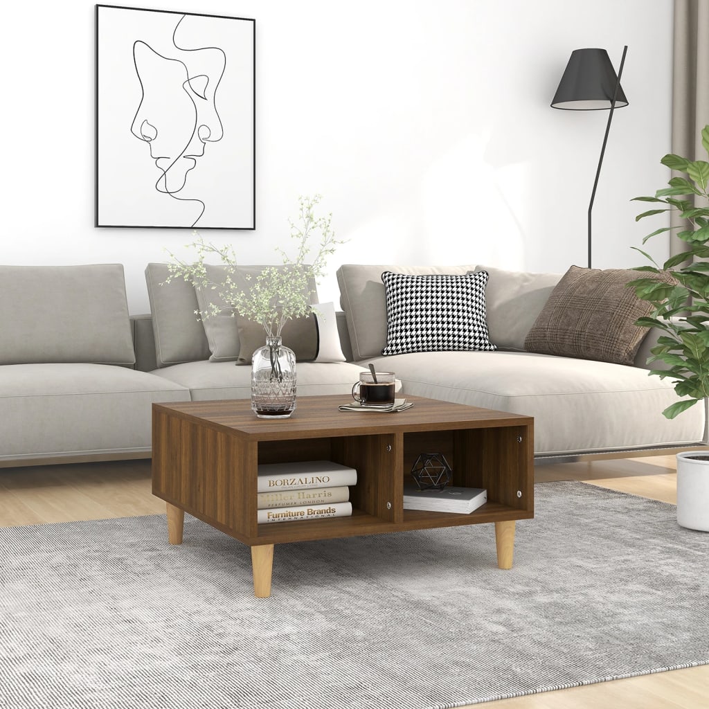 Table basse chêne marron 60x60x30 cm bois d'ingénierie - XIOS