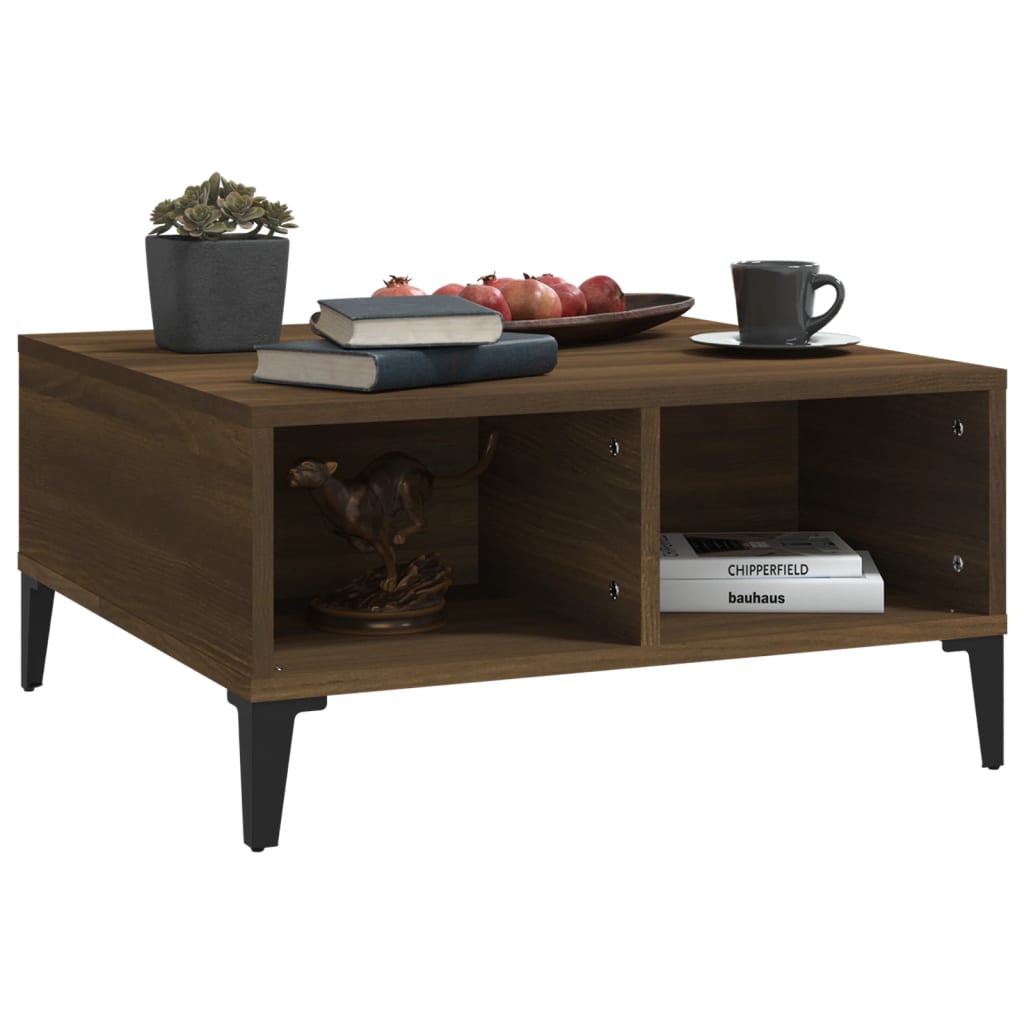 Table basse chêne marron 60x60x30 cm bois d'ingénierie - XIOS