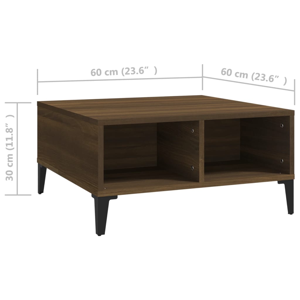 Table basse chêne marron 60x60x30 cm bois d'ingénierie - XIOS