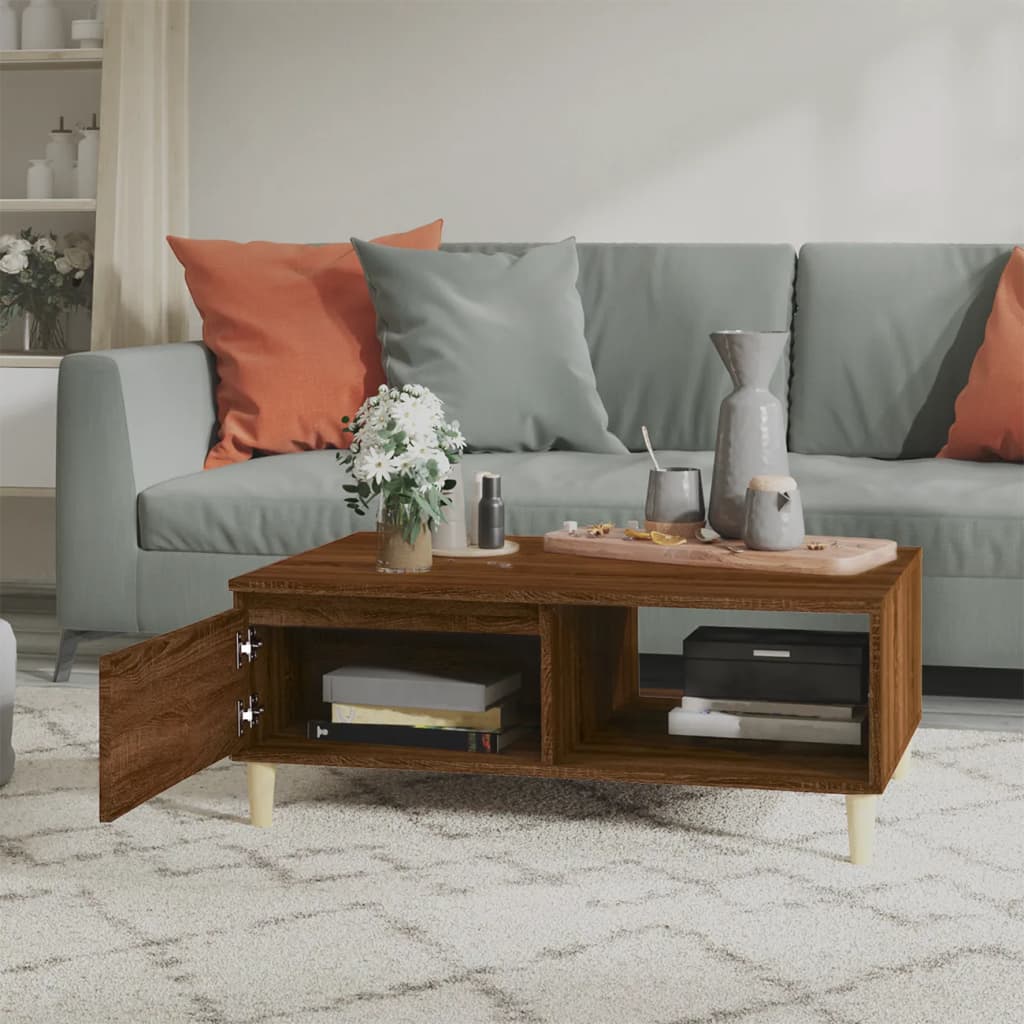 Table basse chêne marron 90x60x35 cm bois d'ingénierie - XIOS