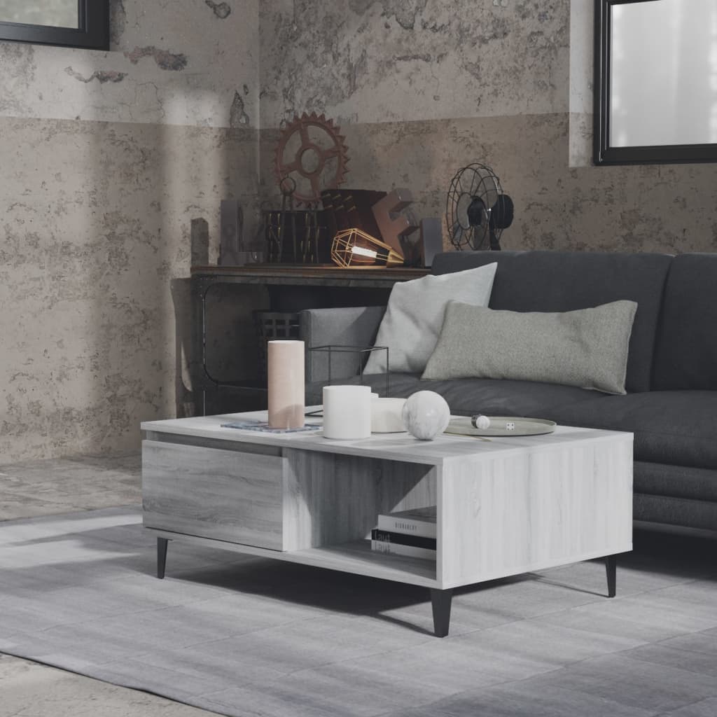 Table basse sonoma gris 90x60x35 cm bois d'ingénierie - XIOS