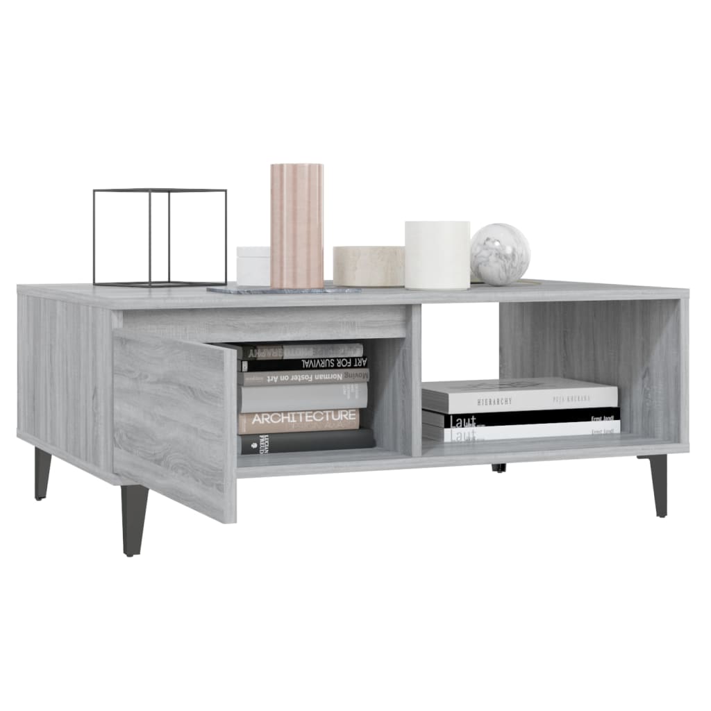 Table basse sonoma gris 90x60x35 cm bois d'ingénierie - XIOS