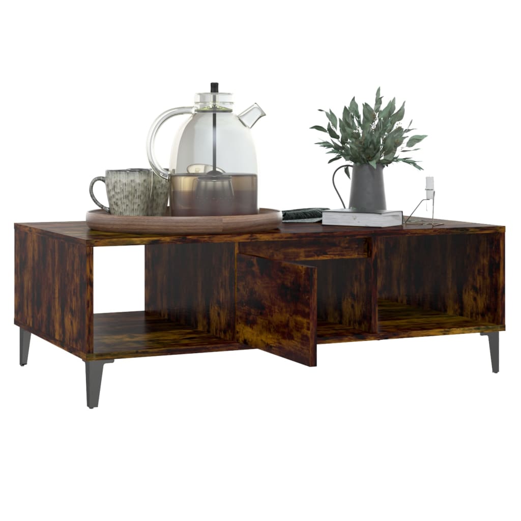 Table basse chêne fumé 103,5x60x35 cm bois d'ingénierie - XIOS