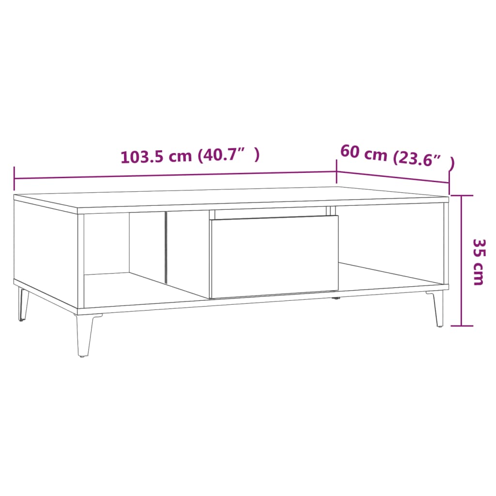 Table basse Chêne marron 103,5x60x35 cm Bois d'ingénierie - XIOS