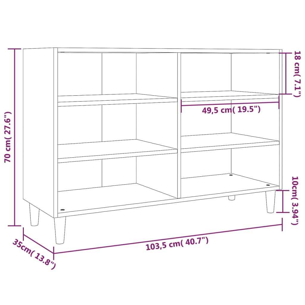 Buffet chêne fumé 103,5x35x70 cm bois d'ingénierie Casiers & armoires de rangement vidaXL