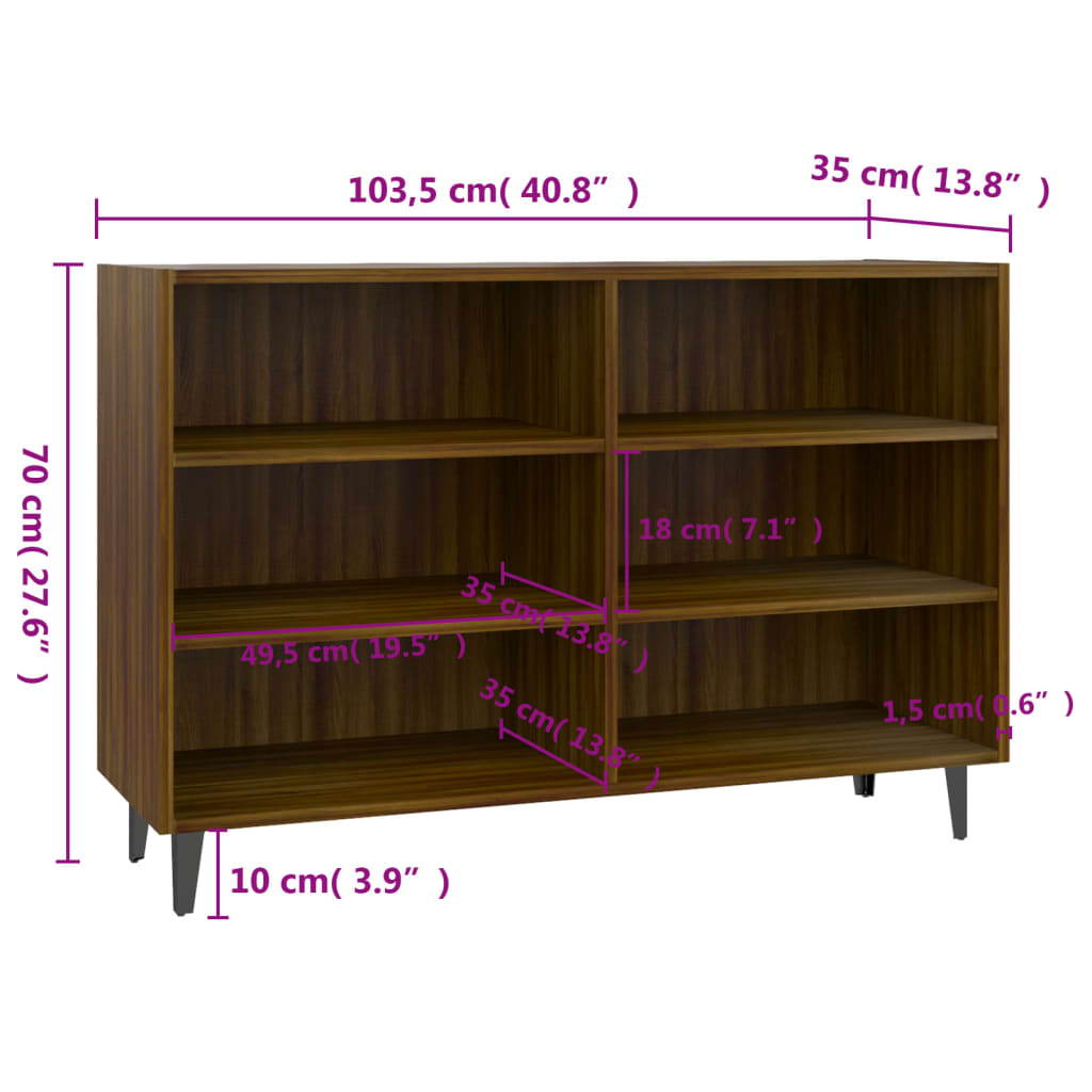 Buffet chêne marron 103,5x35x70 cm bois d'ingénierie - XIOS