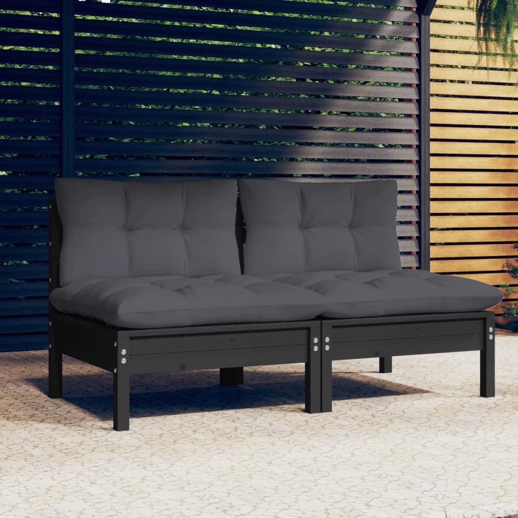 Canapé 2 places de jardin avec coussins anthracite Bois de pin Canapés de jardin vidaXL