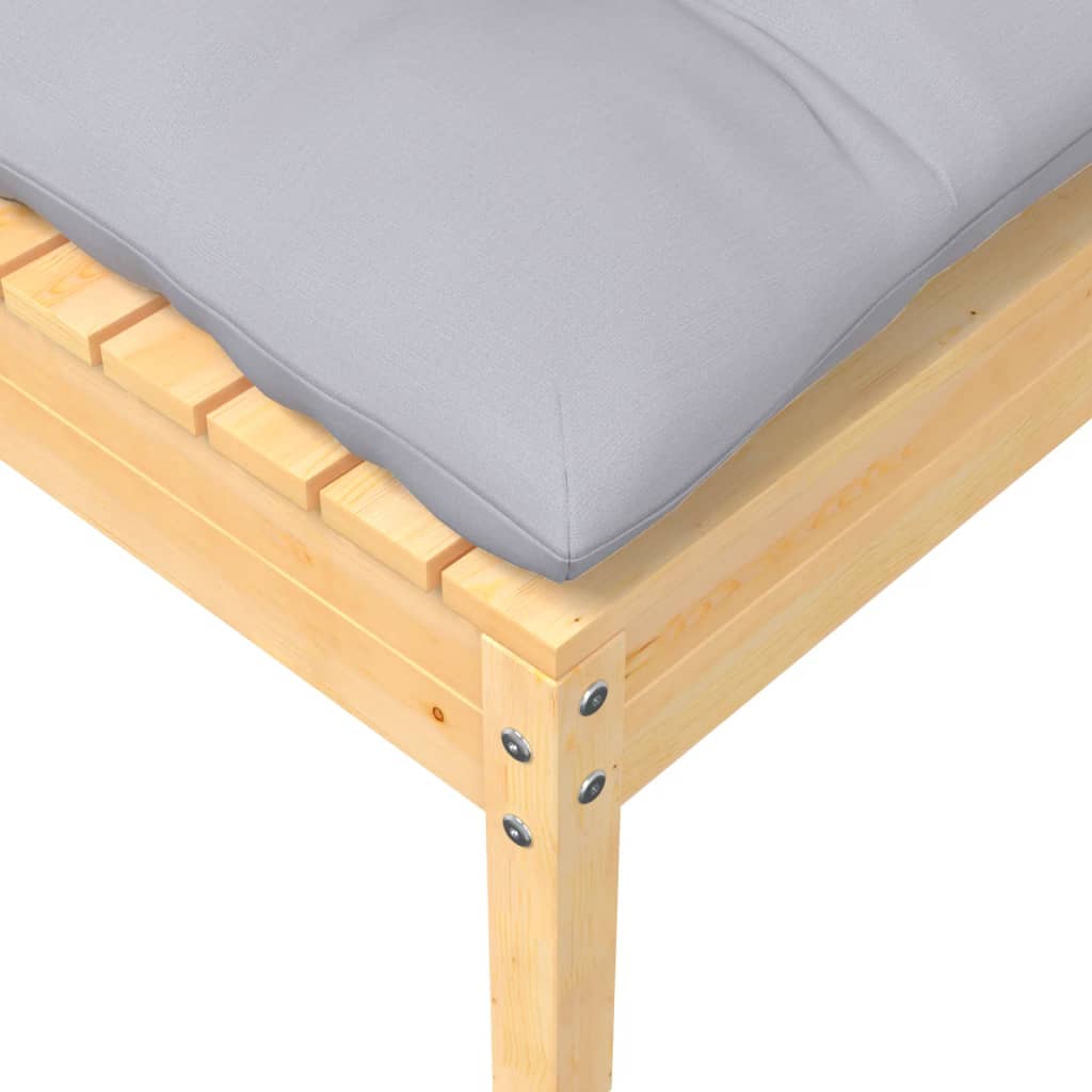 Salon de jardin 7 pcs avec coussins gris bois de pin massif
