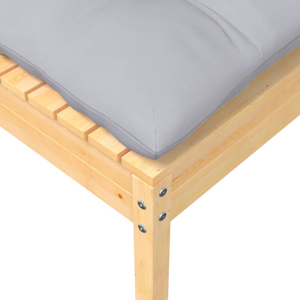 Salon de jardin 7 pcs avec coussins gris bois de pin massif