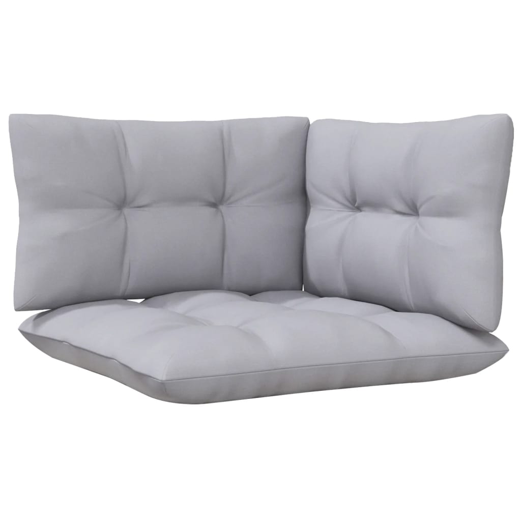 Salon de jardin 8 pcs avec coussins gris Bois de pin massif