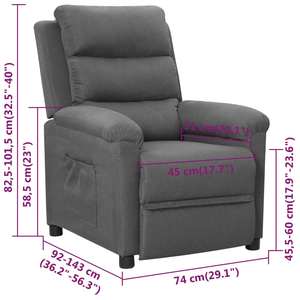 Fauteuil inclinable Gris clair Tissu - XIOS