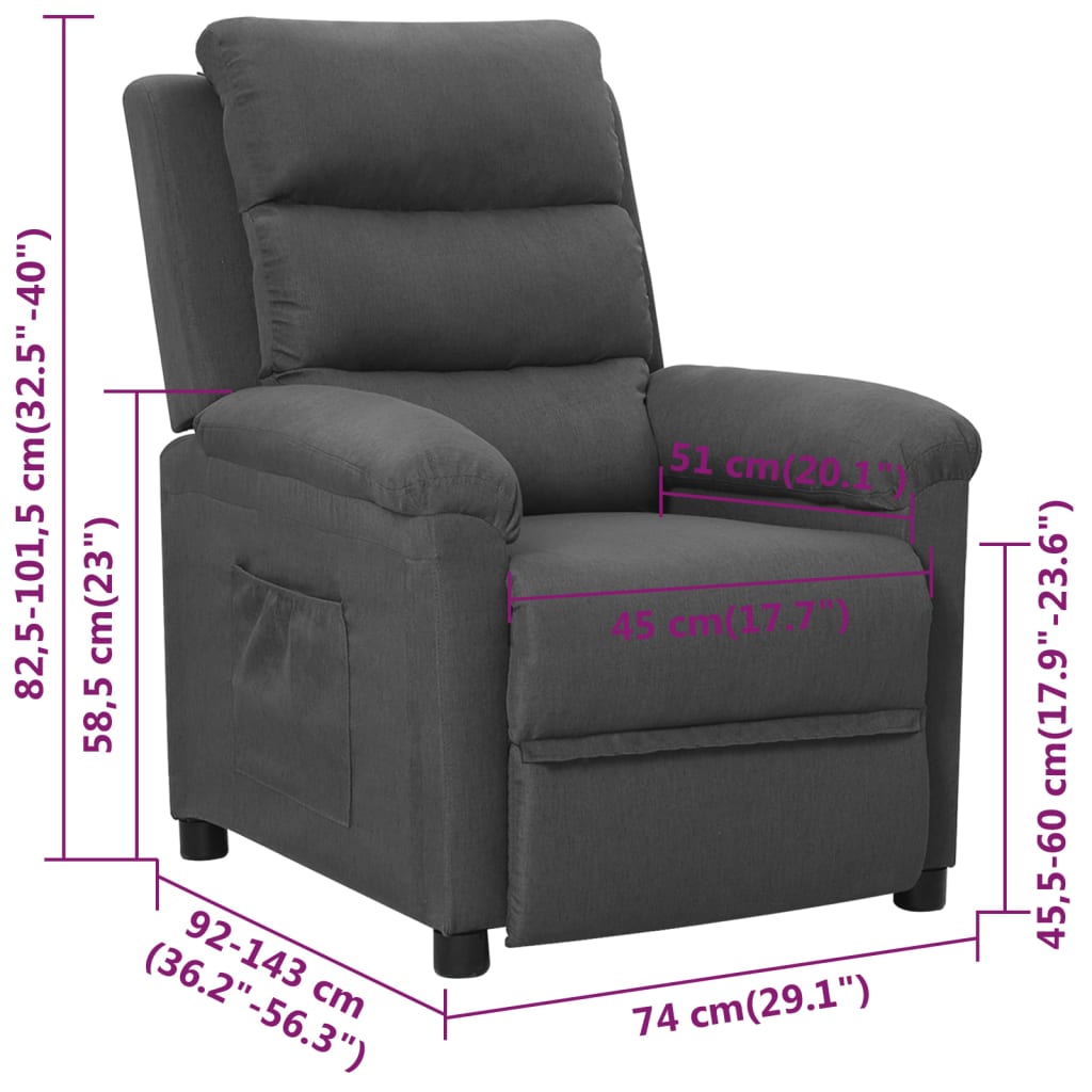 Fauteuil inclinable Gris foncé Tissu - XIOS