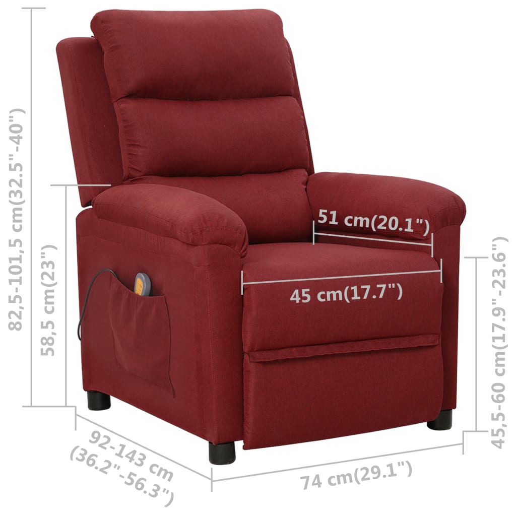 Fauteuil de massage Rouge bordeaux Tissu - XIOS