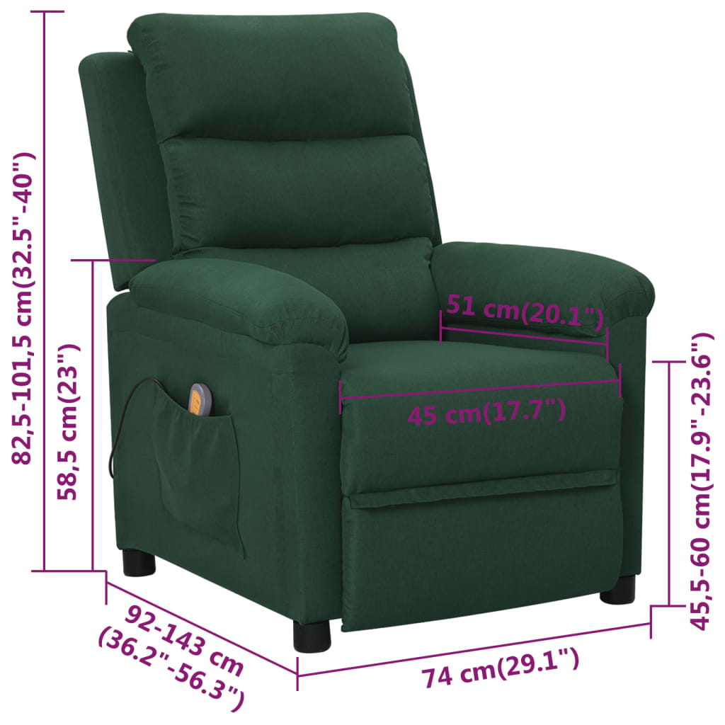 Fauteuil de massage Vert foncé Tissu - XIOS
