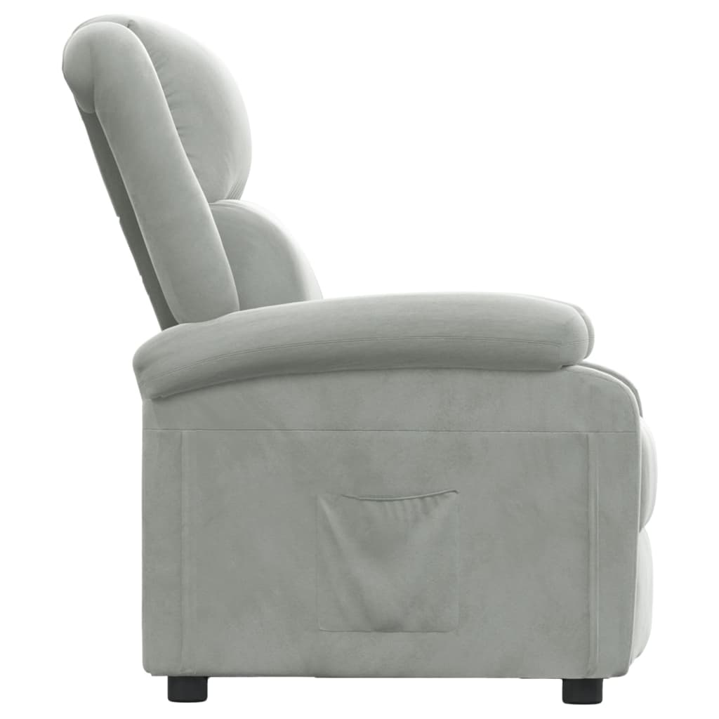 Fauteuil inclinable gris clair velours - XIOS