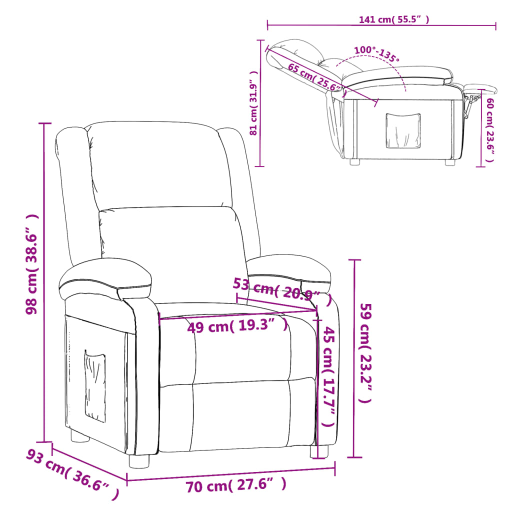 Fauteuil inclinable gris clair velours - XIOS