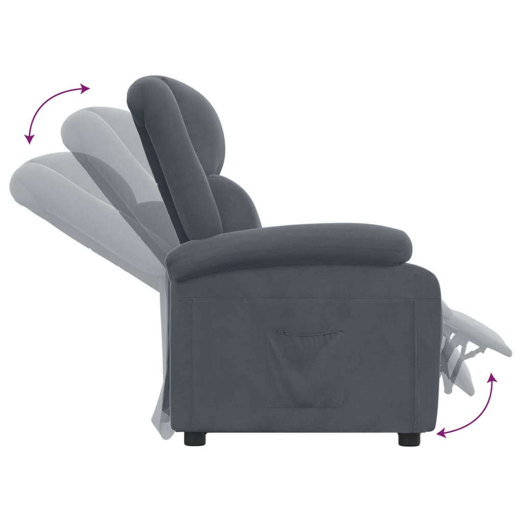 Fauteuil inclinable Gris foncé Velours - XIOS