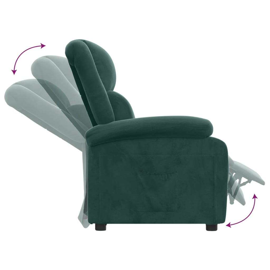 Fauteuil inclinable vert foncé velours - XIOS