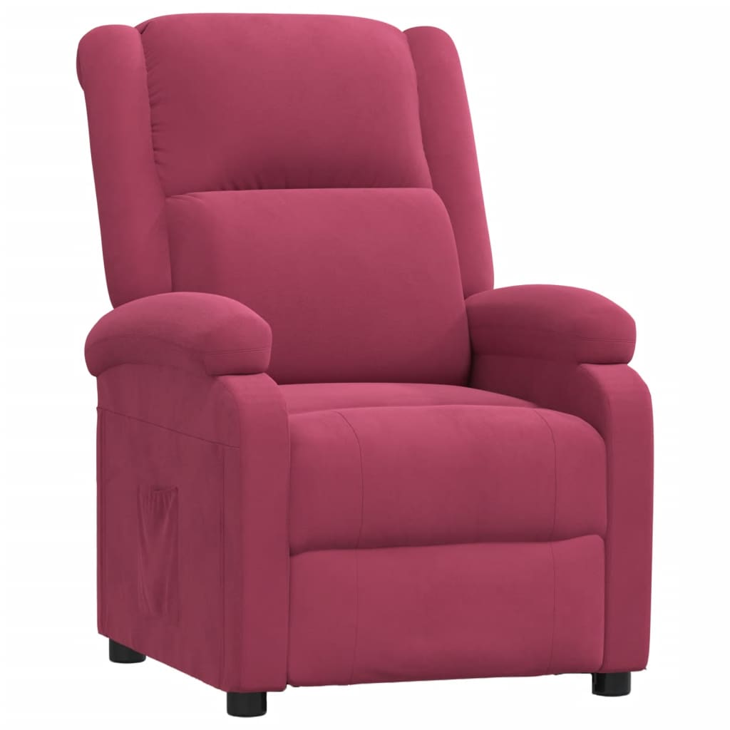 Fauteuil inclinable rouge bordeaux velours - XIOS