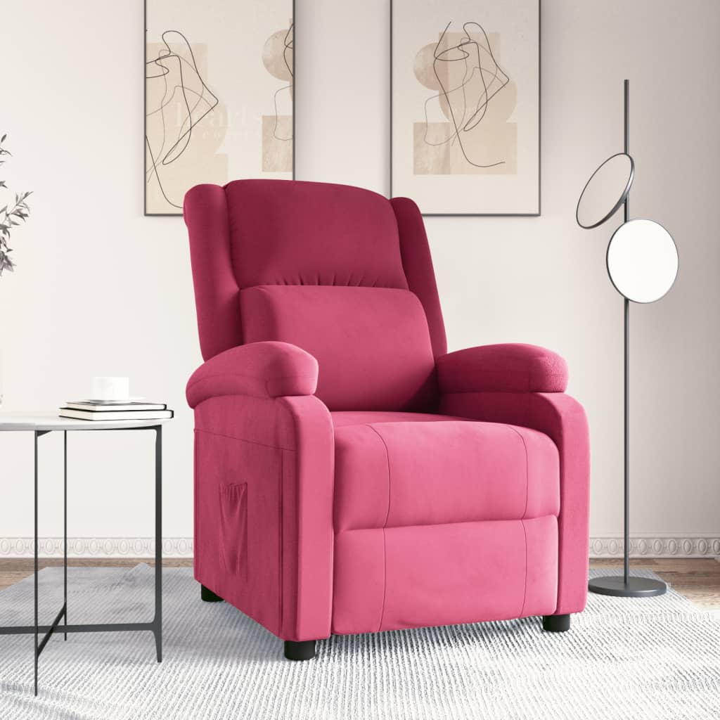 Fauteuil inclinable rouge bordeaux velours - XIOS