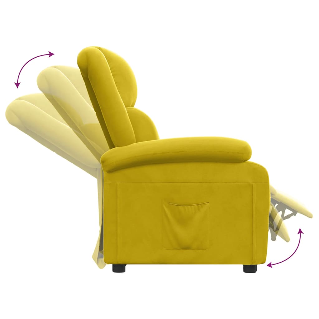 Fauteuil inclinable jaune velours - XIOS