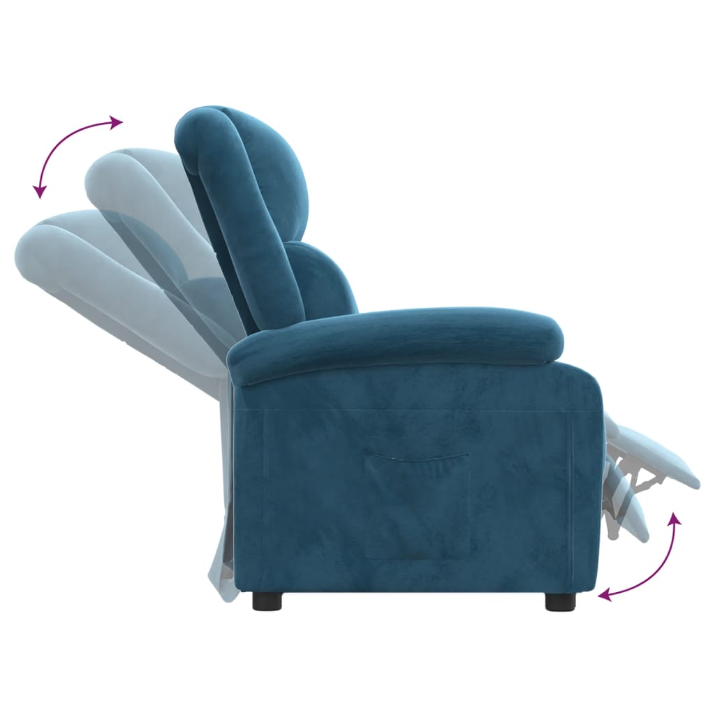 Fauteuil inclinable bleu velours - XIOS