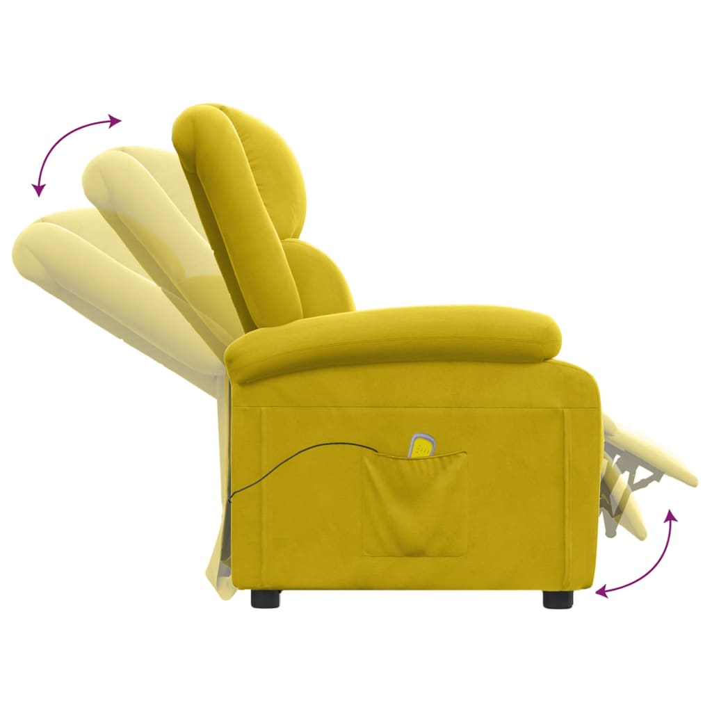 Fauteuil de massage Jaune Velours Fauteuils électriques vidaXL