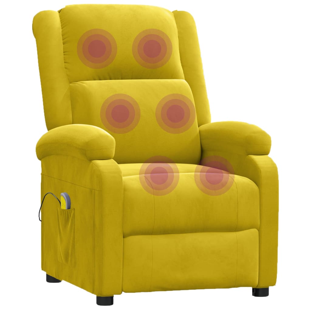 Fauteuil de massage Jaune Velours Fauteuils électriques vidaXL