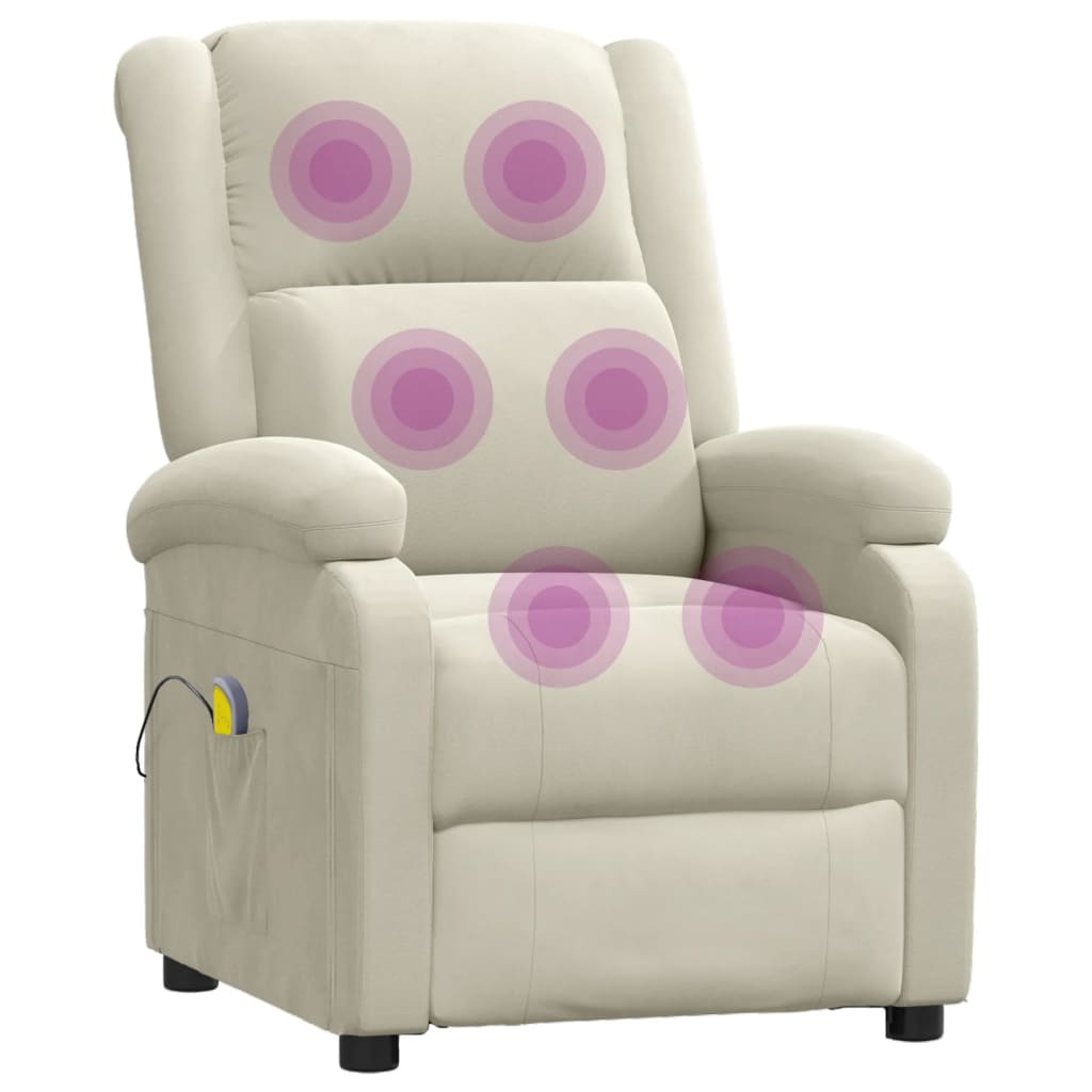 Fauteuil de massage Crème Velours Fauteuils électriques vidaXL