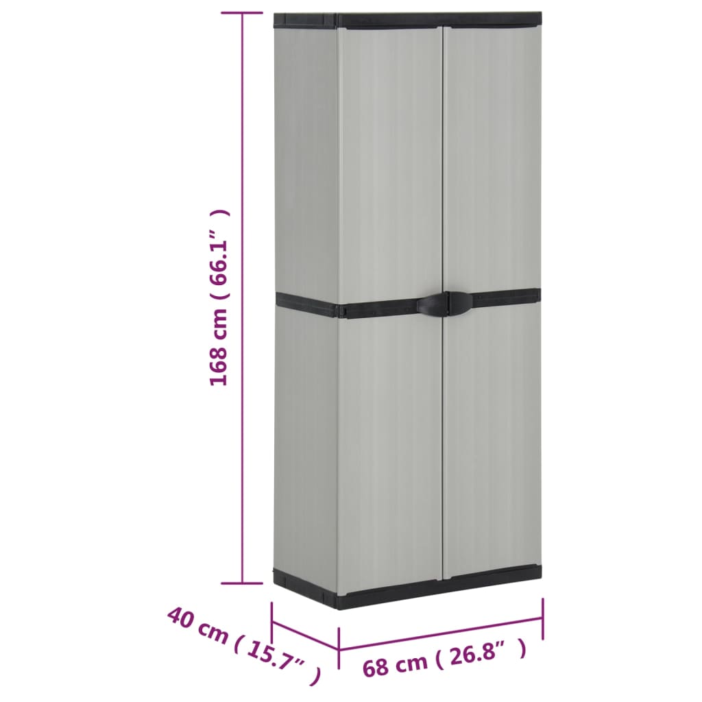 Armoire de rangement de jardin 3 étagères Gris/noir 68x40x168cm - XIOS