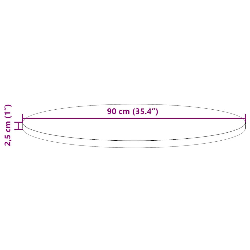 Dessus de table Ø90x2,5 cm Bois de pin massif - XIOS