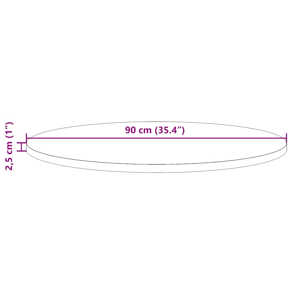 Dessus de table Blanc Ø90x2,5 cm Bois de pin massif - XIOS