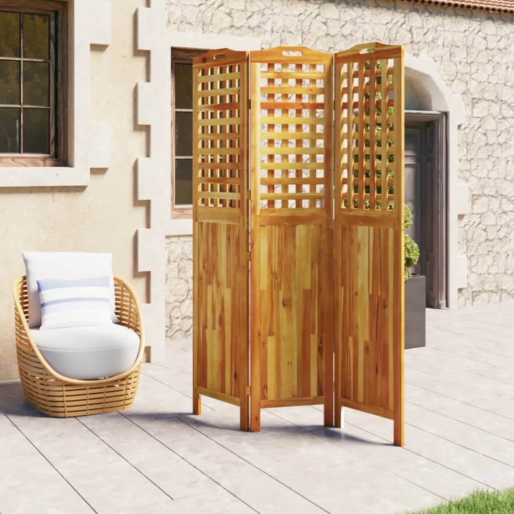 Cloison de séparation 3 panneaux 121,5x2x180 cm Bois d'acacia XIOS