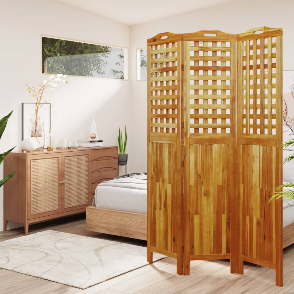 Cloison de séparation 3 panneaux 121,5x2x180 cm Bois d'acacia XIOS