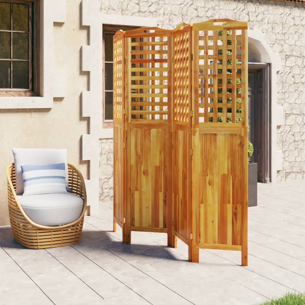 Cloison de séparation 4 panneaux 162x2x180 cm Bois d'acacia - XIOS