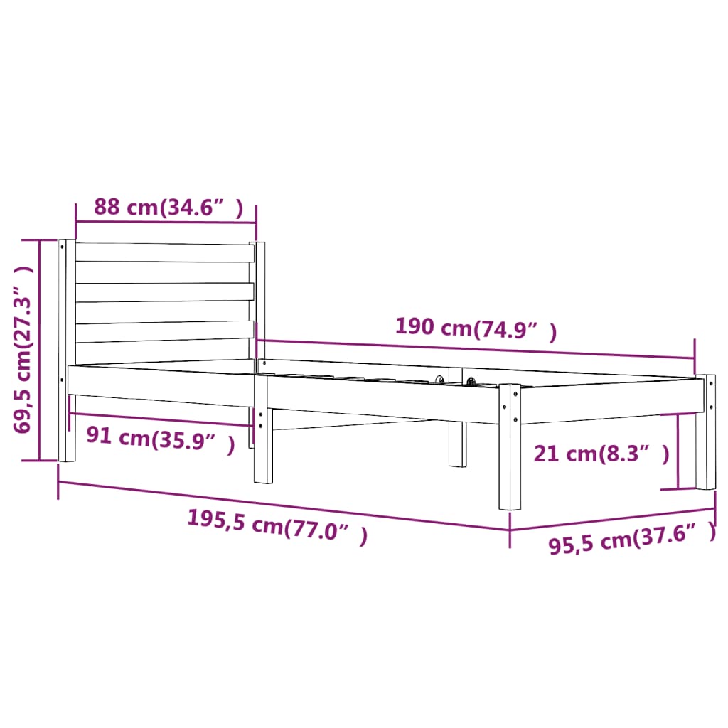 Cadre de lit sans matelas 90x190 cm - XIOS