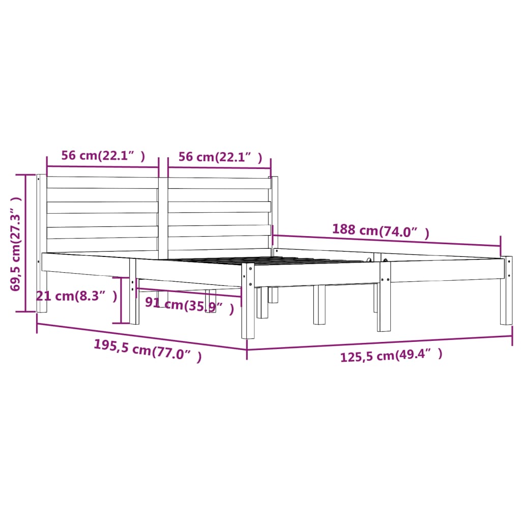Cadre de lit sans matelas 120x190 cm blanc - XIOS